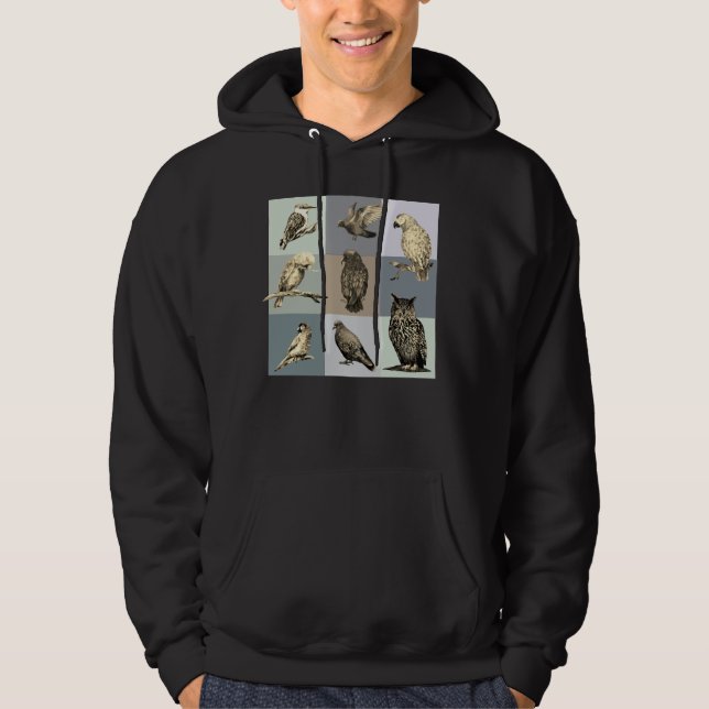 BIRDS, parrots, uggla, duvor, kookaburra Hoodie (Framsida)