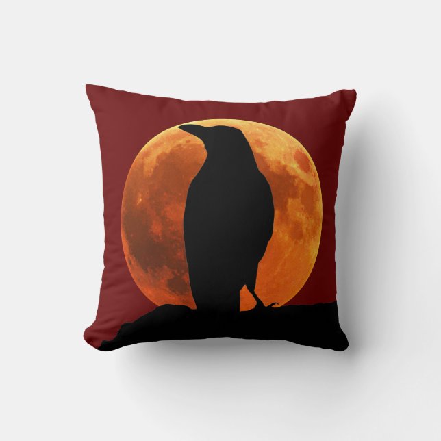 Birds - Reversible Moon and Black Raven  Kudde (Framsida)