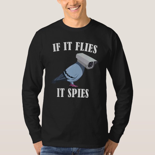 Birds Spie Conspiracy Joke Memc Surveillance Manar T Shirt (Framsida)