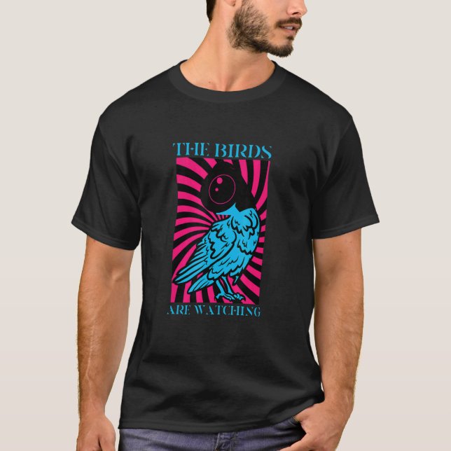 Birds Spie Conspiracy Joke Meme Surveillance Bird T Shirt (Framsida)