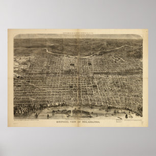 Birds syn på Philadelphia Pennsylvania i öga 1872 Poster