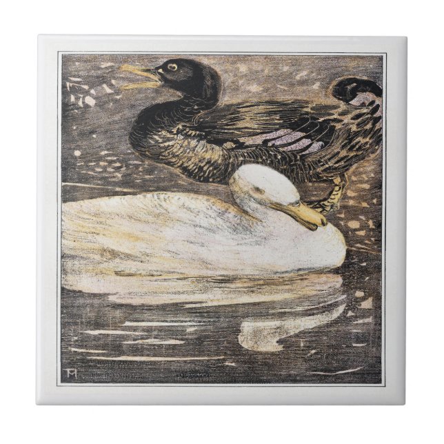 Birds Two Ankor Victorian Art Kakelplatta (Framsidan)