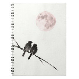 Birds Under Blush Moon Notebook Anteckningsbok