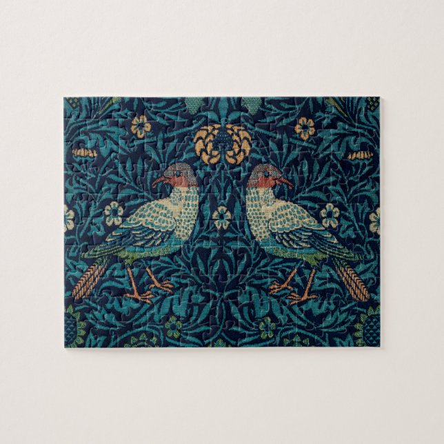 Birds William Morris. Blommigt och animaliska möns Pussel (Horisontell)