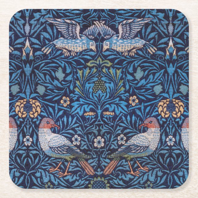 Birds, William Morris Underlägg Papper Kvadrat (Framsidan)