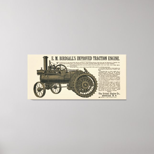 Birdsalls ångmotor 1889 Farm Tractor Canvastryck (Framsida)