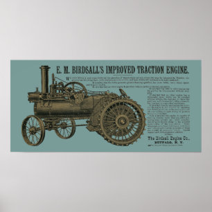 Birdsalls ångmotor 1889 Farm Tractor Poster