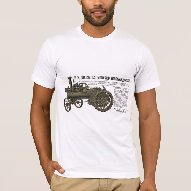 Birdsalls ångmotor 1889 Farm Tractor T Shirt (Framsida)