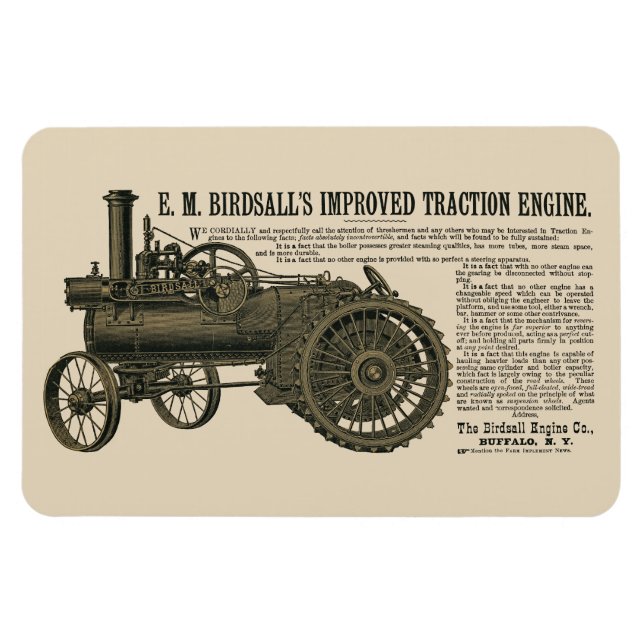 Birdsalls ångmotor Traction 1889 Tractor Magnet (Horisontell)