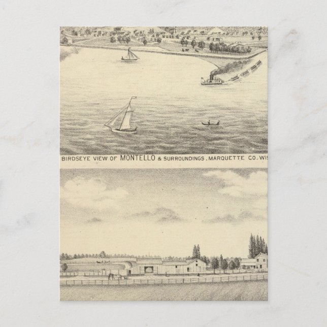 Birdseye view of Montello Vykort (Framsida)