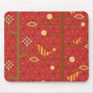 BirdsInLove Design4 röda Mousepad Musmatta