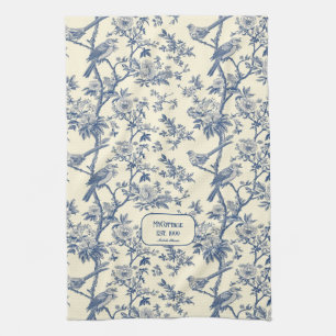 Birdsong Cobalt och Cream Toile de Jouy Kökshandduk
