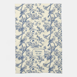 Birdsong Cobalt och Cream Toile de Jouy Kökshandduk