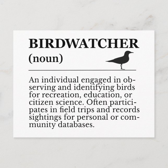 Birdwatcher Definition Observation Identification Vykort (Framsida)