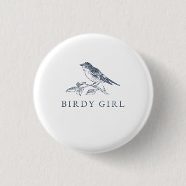 Birdy Girl Bird Watcher Button Knapp