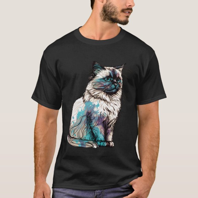 Birma katt ras färgrik mamma dam t shirt (Framsida)