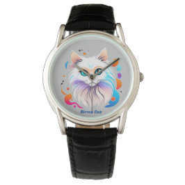 Birma Katze - Farbige Illustration Armbandsur