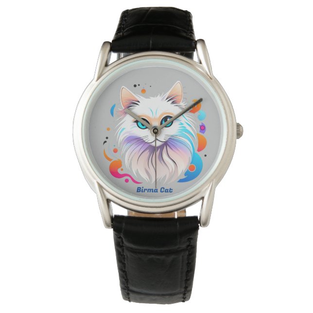 Birma Katze - Farbige Illustration Armbandsur (Framsida)
