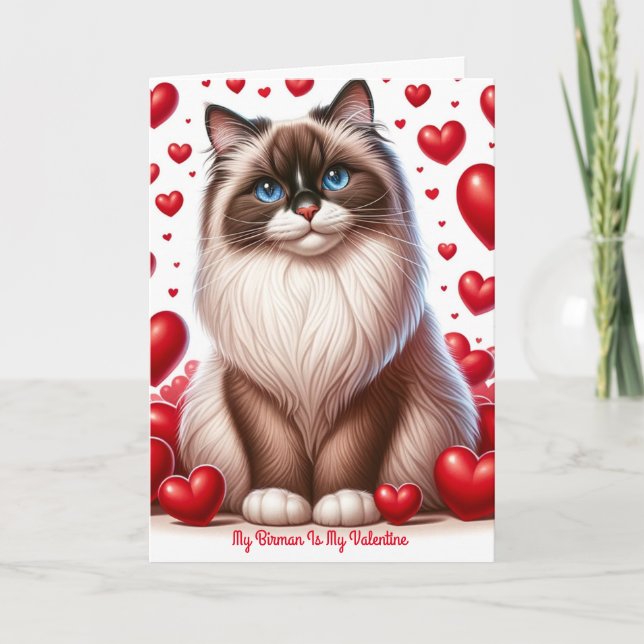Birman Bliss: Valentine Day Helgdag Card Helgkort (Framsida)