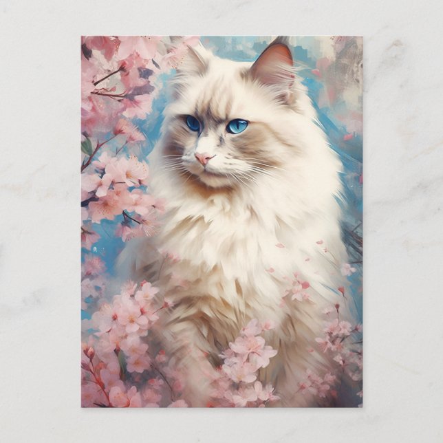 Birman Cat blommor Vykort (Framsida)