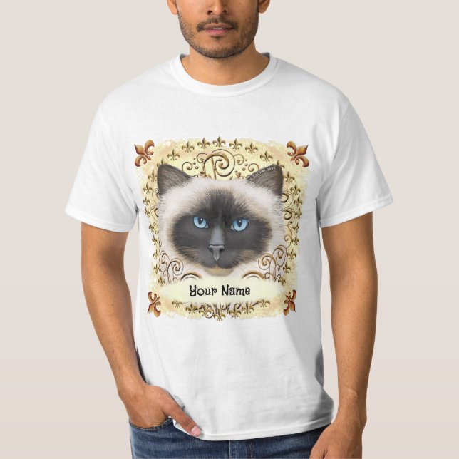Birman Cat Fleur De Lis  T Shirt (Framsida)