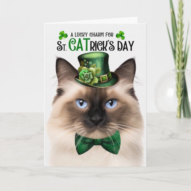 Birman Cat Funny St. CATricks dag Lucky Charm Helgkort (Framsida)