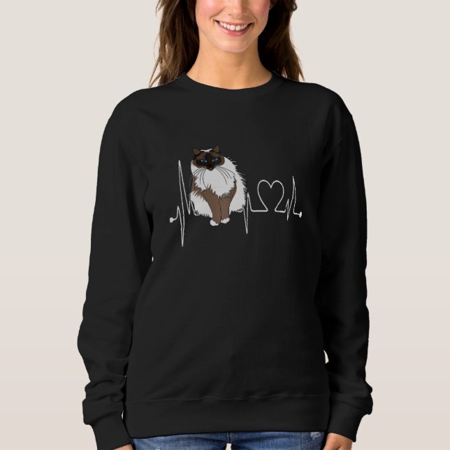 Birman Cat Heartbeat EKG  Cat Kitten  Design T Shirt (Framsida)