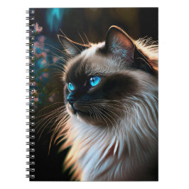 Birman Cat in Blommigt Oils Notebook Anteckningsbok