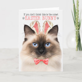 Birman Cat in Bunny Öron för Påsk Helgkort