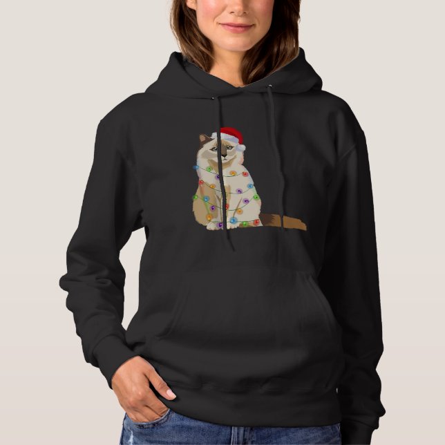 Birman Cat jul Ljus Julafton Cat Lover Santa H T Shirt (Framsida)