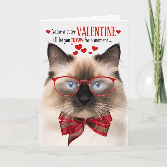 Birman Cat Lover Kattdjur Humor Alla hjärtans dag Helgkort (Framsida)