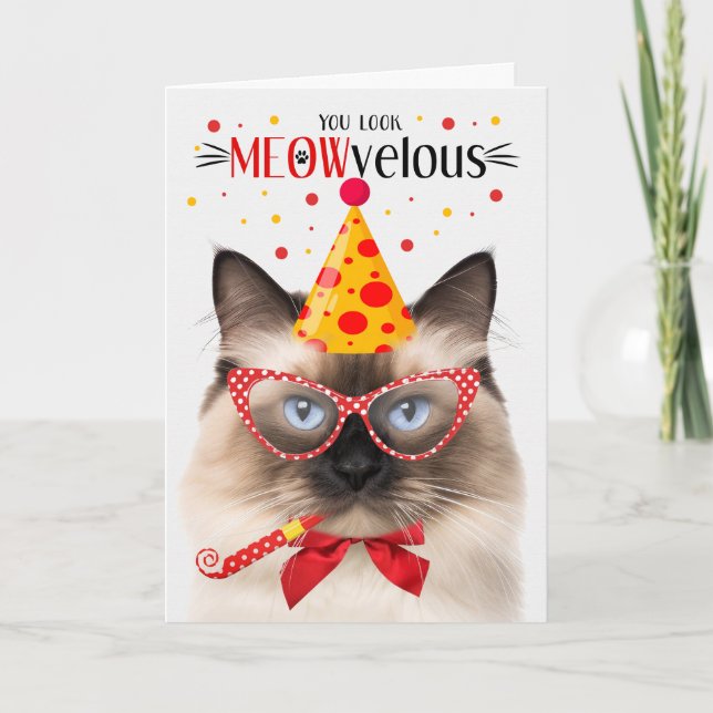 Birman Cat MEOWvelous Birthday Kort (Framsida)