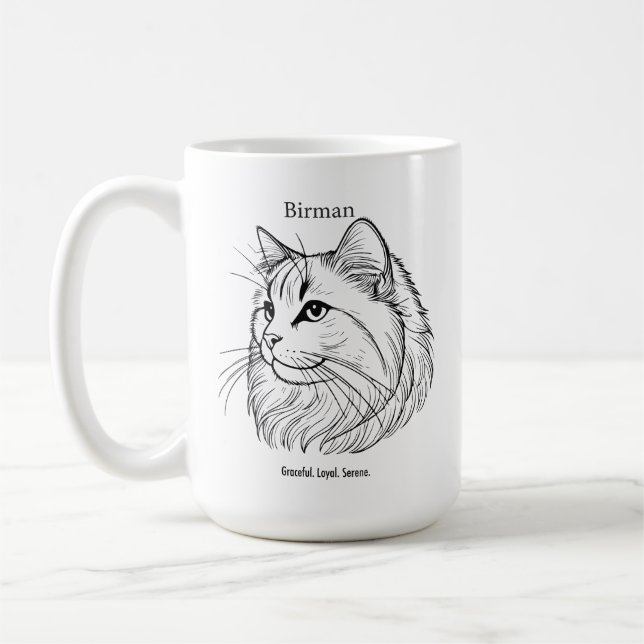 Birman Cat Porträtt Kaffemugg (Vänster)