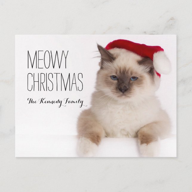 Birman Cat Santa Helg Vykort (Framsida)