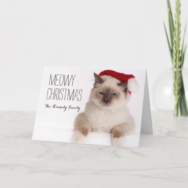 Birman Cat Santa Helgkort (Framsida)