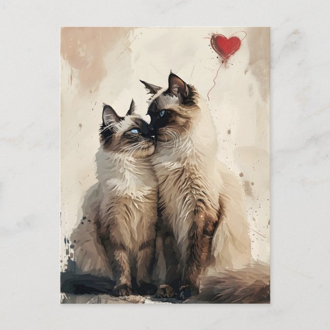 Birman cat Valentine's day Vykort (Framsida)