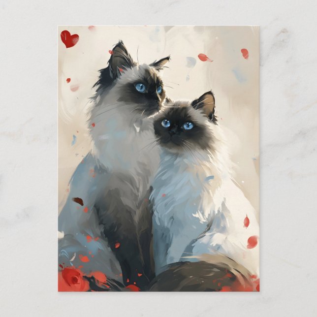 Birman Cats Valentine Day Vykort (Framsida)