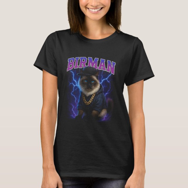 Birman Gangster - Rolig Katt Konstig Taskig Meme T Shirt (Framsida)