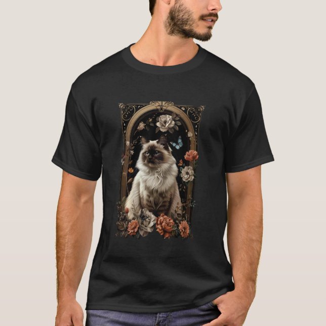 Birman katt blomma t shirt (Framsida)