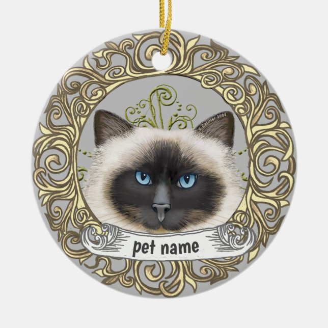 Birman Katt  Minnesvärd Ornament (Framsidan)
