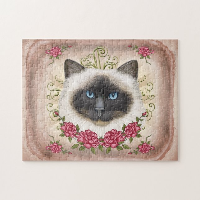 Birman Katt Rosor  pussel (Horisontell)