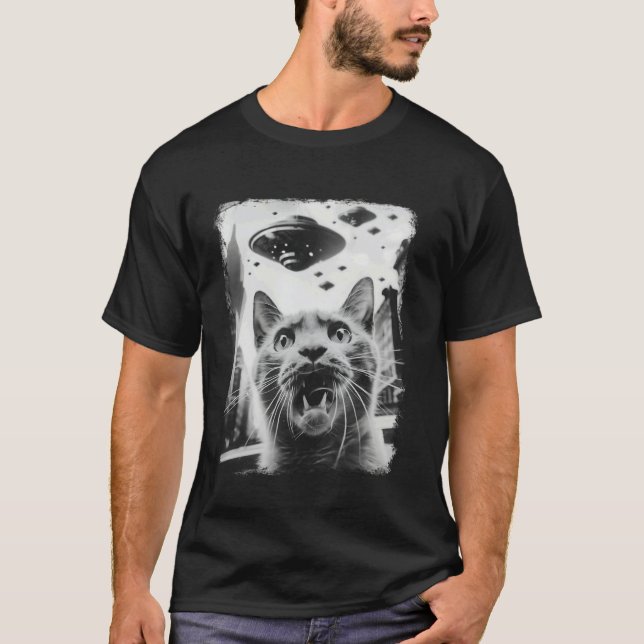 Birman Katt UFO Utomjording Alien Selfie T Shirt (Framsida)