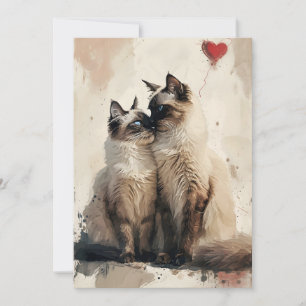 Birmankatter Alla hjärtans dag  Julkort