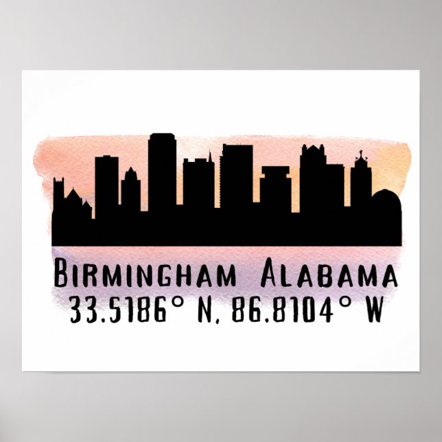 Birmingham AL City Skyline Poster (Framsidan)