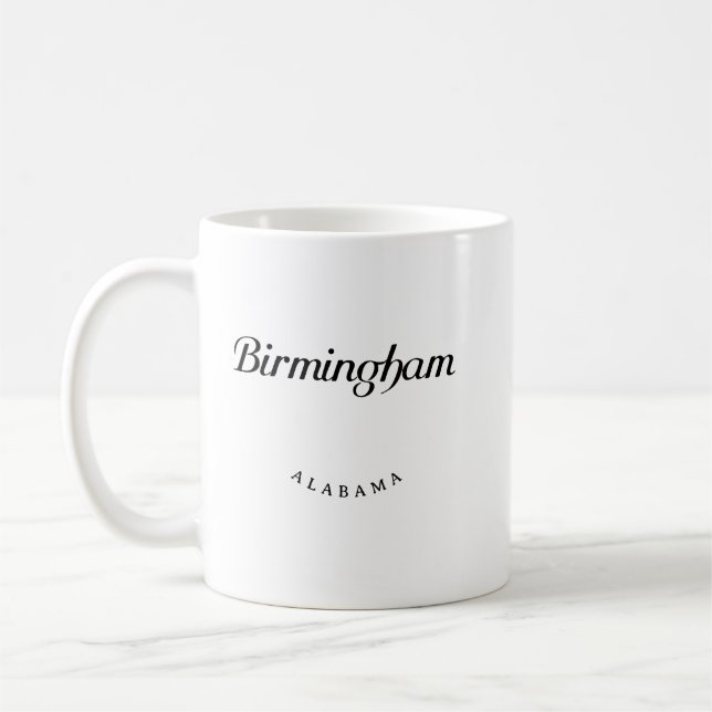 Birmingham Alabama Black Font Kaffemugg (Vänster)