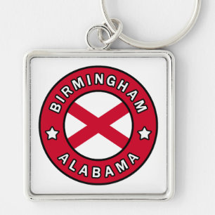 Birmingham Alabama Fyrkantig Silverfärgad Nyckelring