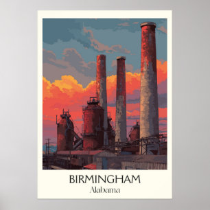 Birmingham Alabama Industriel Skyline Poster