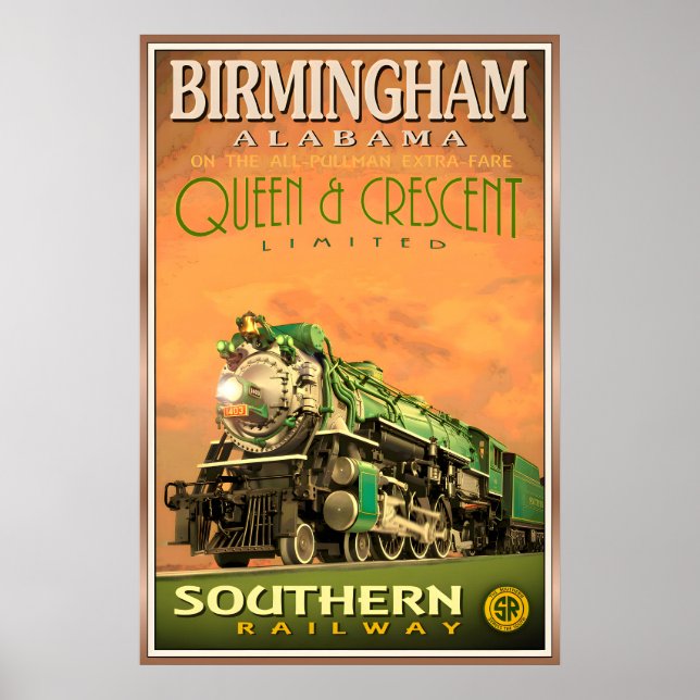 Birmingham Alabama QUEEN & CRESCENT Limited Poster (Framsidan)