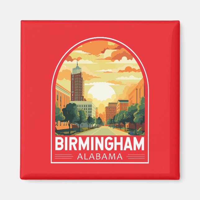 Birmingham Alabama Resa Konst Emblem Magnet (Framsidan)