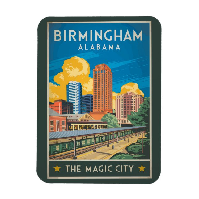 Birmingham Alabama Resa Konst Vintage Magnet (Vertikal)